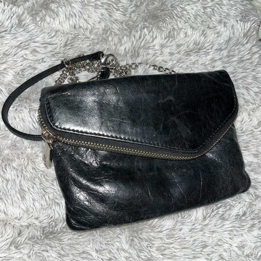 HOBO Black Leather Wristlet Clutch